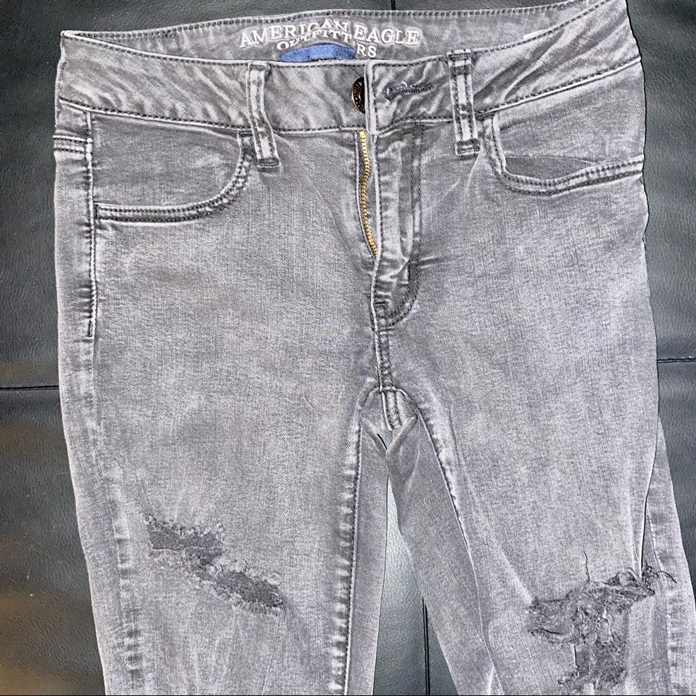 AE Black Ripped Super Stretchy Skinny Jeans